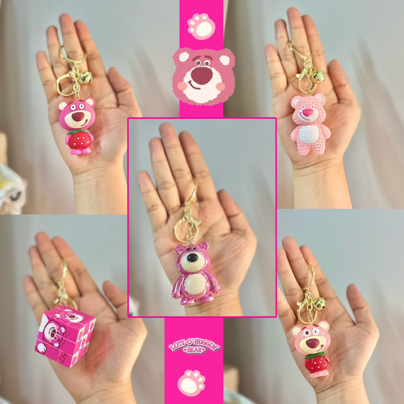 Gantungan Kunci Lotso Beruang The Hugging Bear Pink Strawberry Import Premium Cantik Lucu Gemas Resi