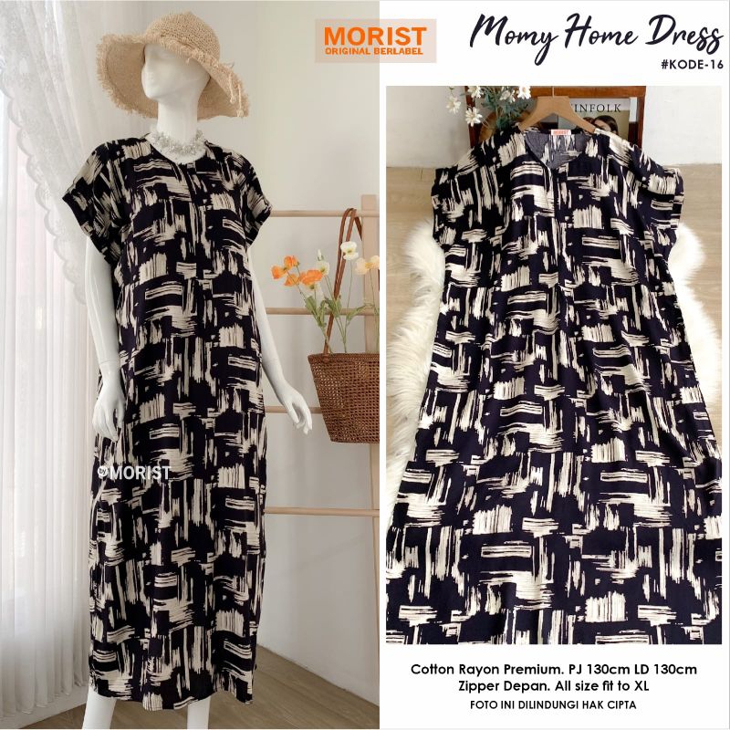 Daster Homey Dress Set Motif Original Morist [Buna Aura Momy Tasya]