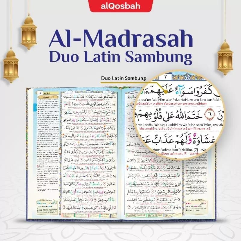 Mushaf Alquran Almadrasah Duo Latin Sambung Terjemahan Terjemah Perkata Tajwid Warna Mudah Al Quran 