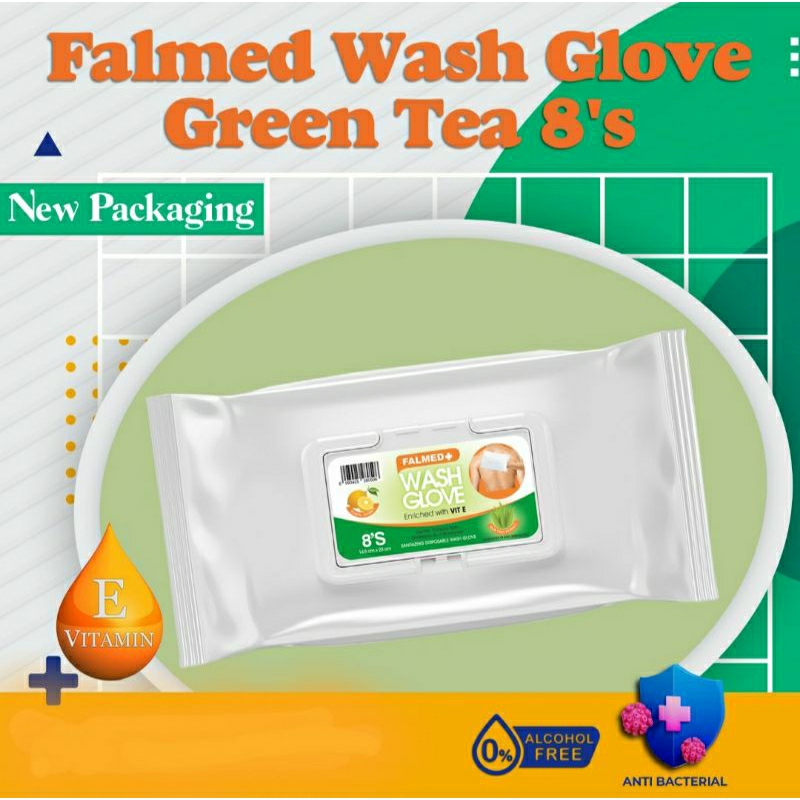 FALMED WASH GLOVE 8'S | WASLAP MANDI | KANTUNG SEKA DEWASA | LAP. SEKA | WET WIPES | TISSUE BASAH