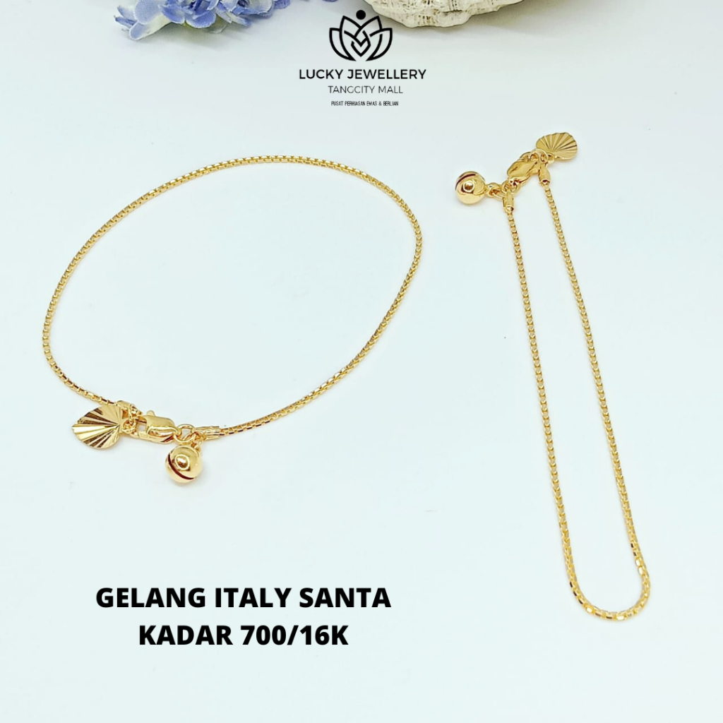 GELANG ITALY SANTA EMAS KUNING KADAR 700/16K 2.14 GR P 18 CM