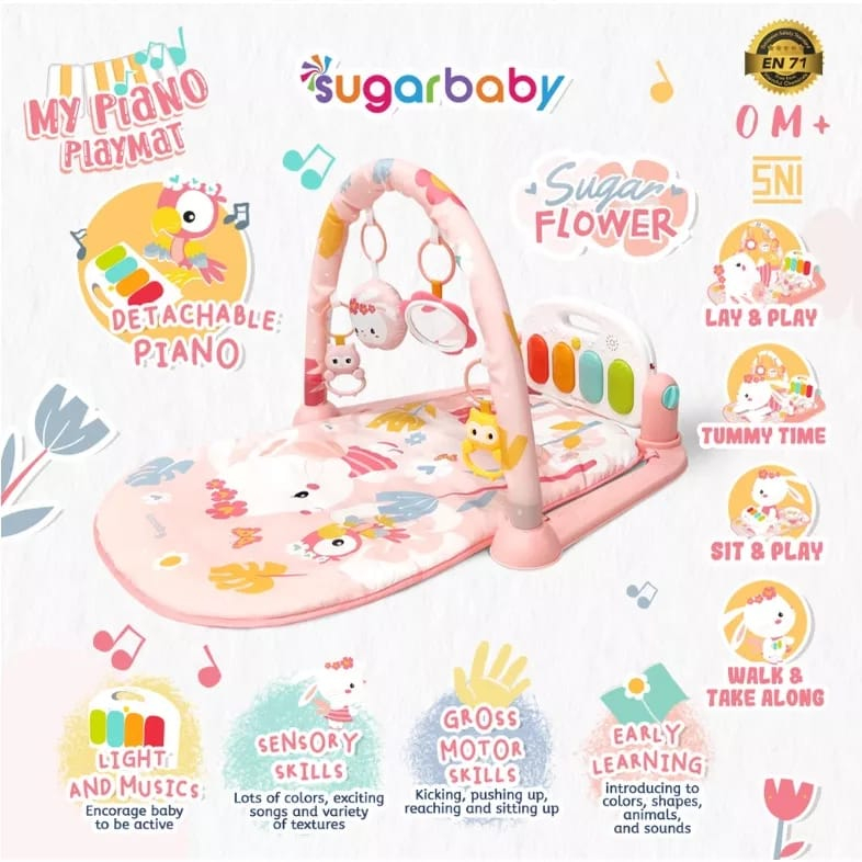 Sugarbaby Sugar Baby Walker Playmat Piano Playgym 2in1 Push Walker Baby Gym Matras Mainan Bayi Kado Lahiran Baby Gift Set - Bayi Online Shop