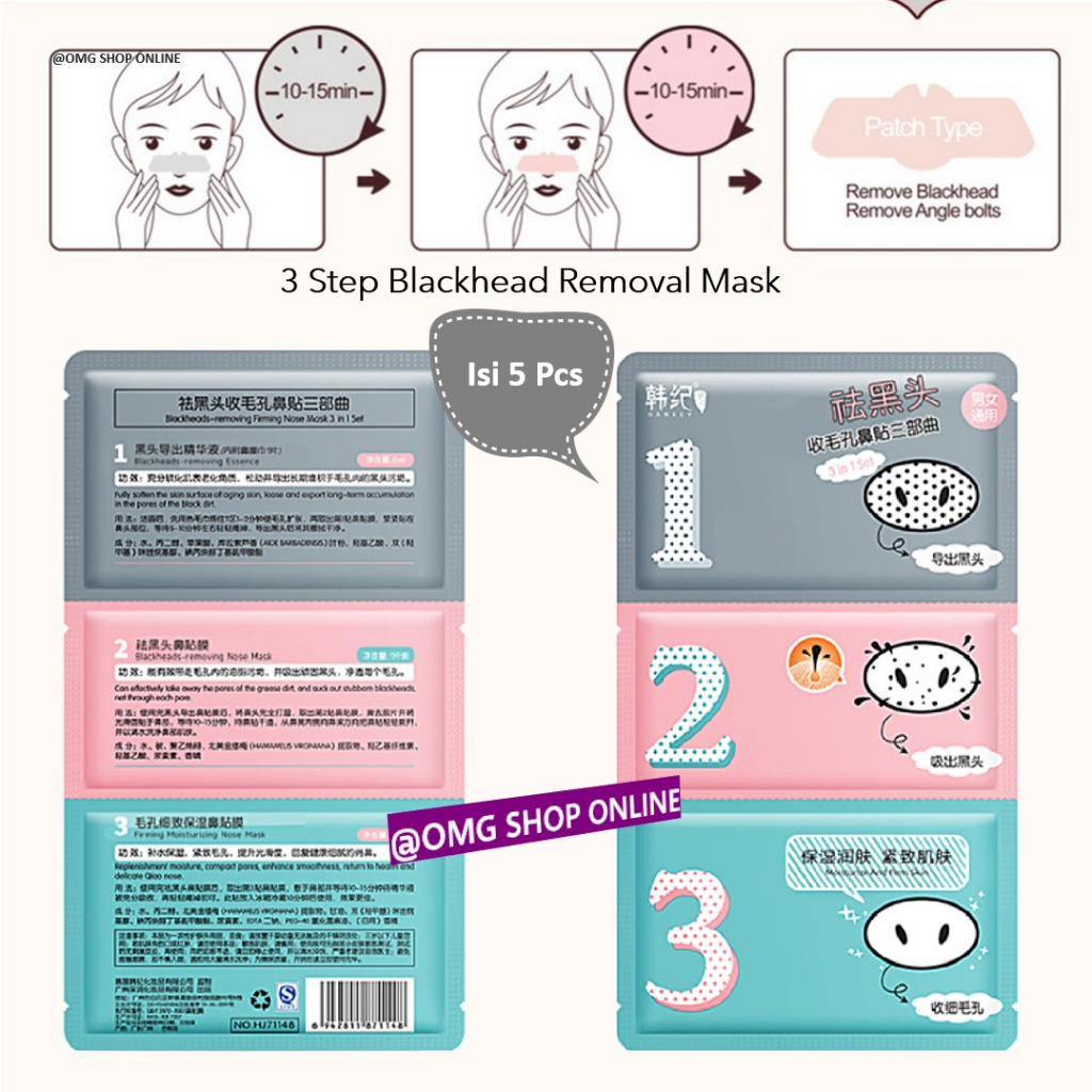 Isi 5 Pcs Termurah !!! Masker Wajah 3 Step in 1 Remove Blackhead Masker Hidung Penghilang Komedo / Sheet Mask Pembersih Komedo Masker Wajah Hidung Pencabut Komedo / Masker Peel Off Anti Komedo Masker Gelatin / Masker Komedo Ampuh Masker Hidung Jerawat