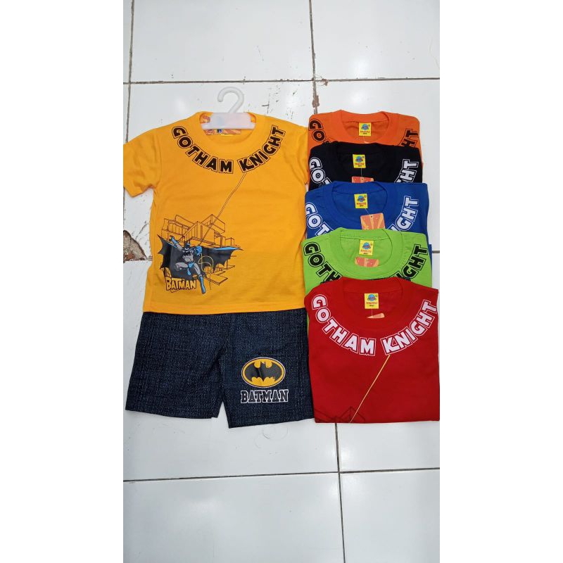 SETELAN ANAK MOTIF TERBARU KARAKTER HERO WARNA RANDOM MOTIF RANDOM