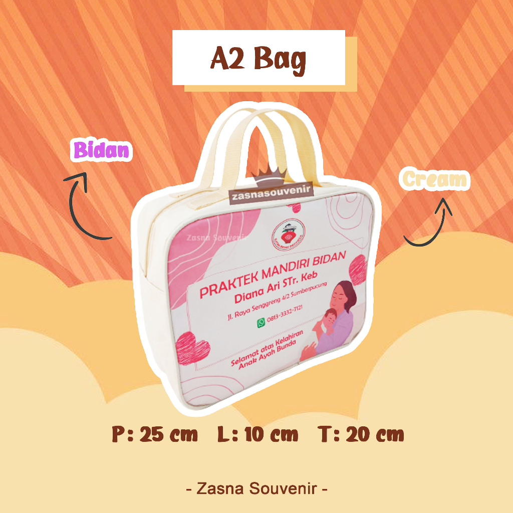 ( COD )Tas Partus Persalinan Tas Souvenir Baby Cowok Cewek Bidan Bisa Custom Nama, Gambar, Foto, Tas