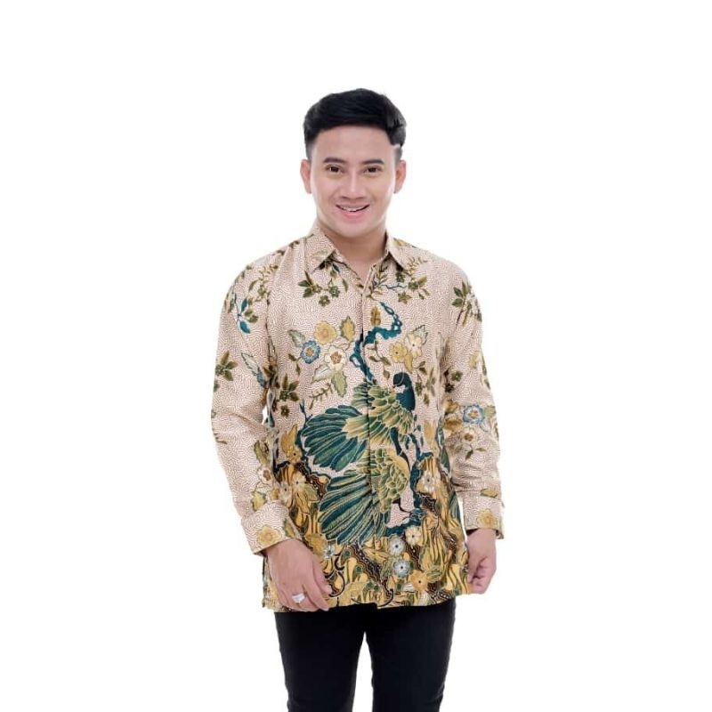 KEMEJA BATIK SEMI SUTRA SILKY PREMIUM BERFURING LENGAN PANJANG  CLASIK SUTRA XXL  FASHION BATIK PRIA