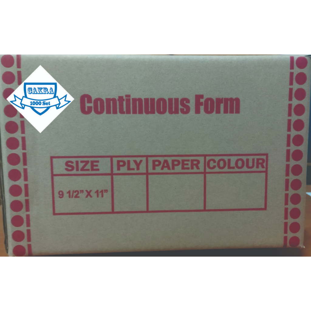 

kertas continuous form 3ply PMK 9,5x11"/2