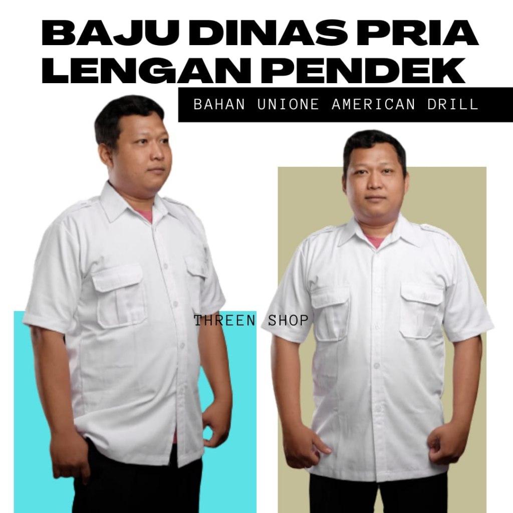 SeragamPDH Pria Lengan Pendek Seragam Pegawai Pabrik Baju Putih PDH Pria