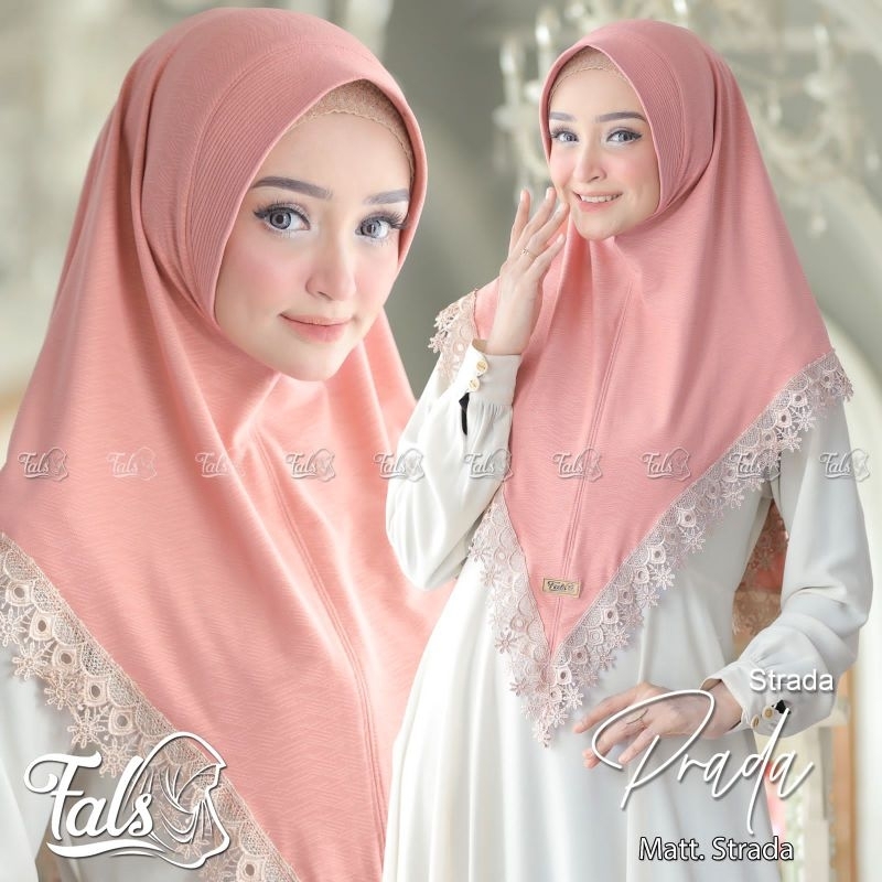 [Ori Fals] STRADA PRADA••hijab instan pet renda••hijab instan jersey strada