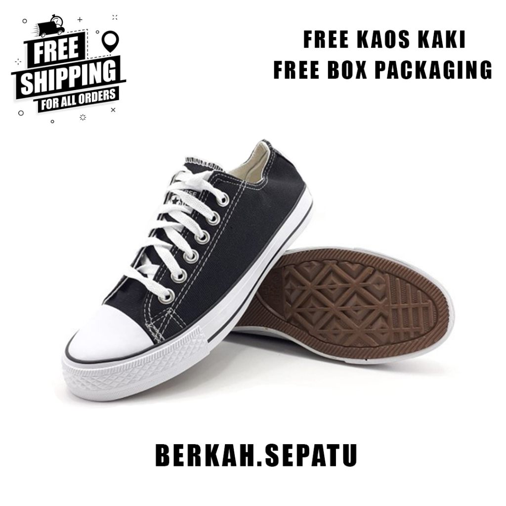 Sneakers Converse Hitam Pria Sepatu Sekolah Pria Wanita Dewasa Anak Sd Smp Sma Kuliah Nb Tali Hitam