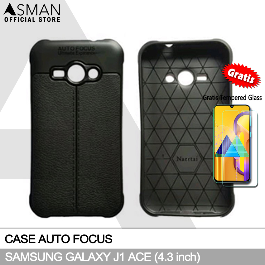 Ultraslim Samsung Galaxy J1 Ace (4.3&quot;) | Soft Case Black Matte + FREE Tempered Glass