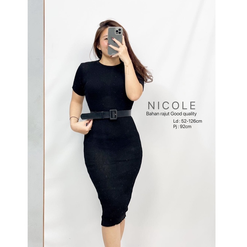 HOPYLOVY - Dress Rajut Wanita Simpel Free Belt Nicole