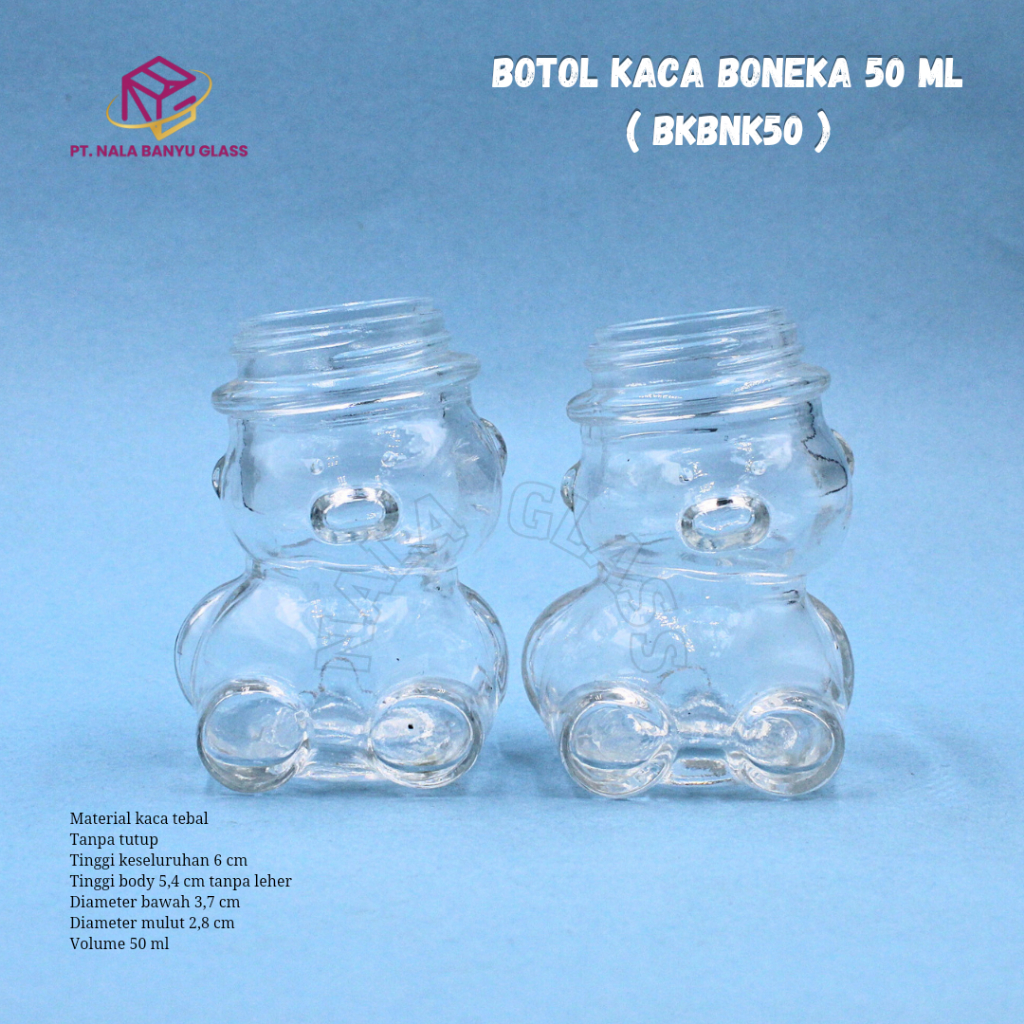 BKBNK50 botol kaca mini 50ml (tanpa tutup)