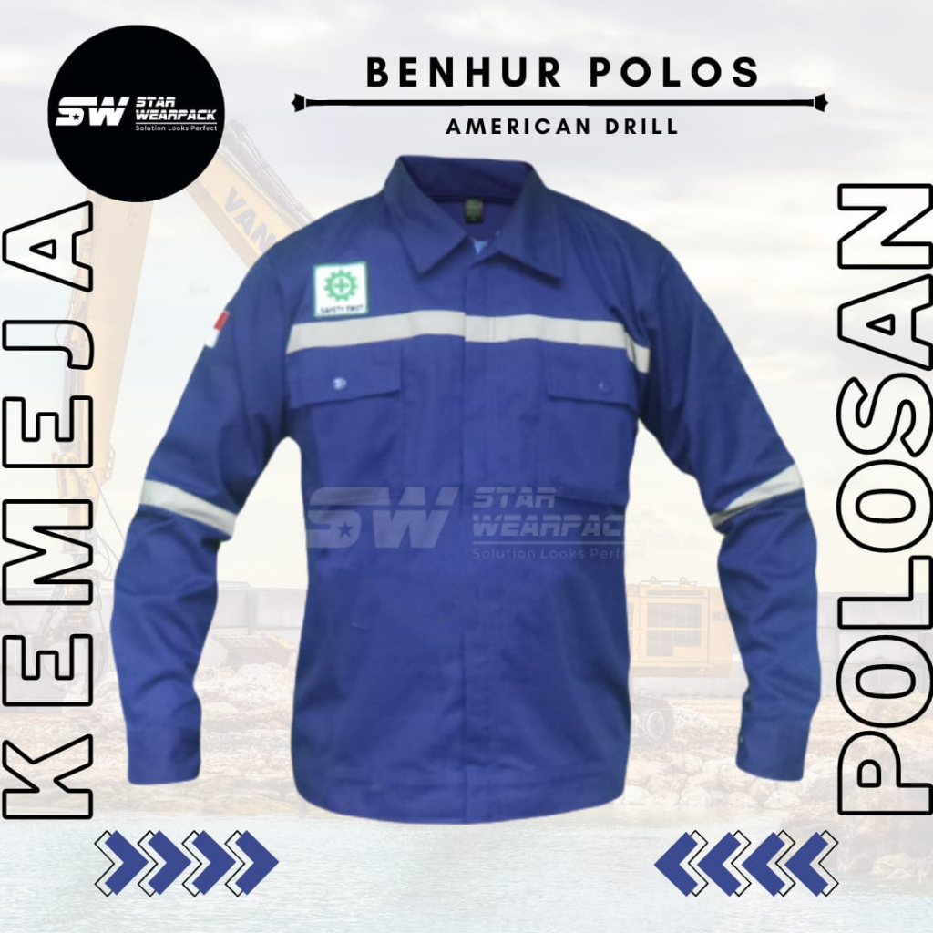 Star Wearpack - Baju Proyek Seragam Kerja Lengan Panjang Warna Benhur Polos