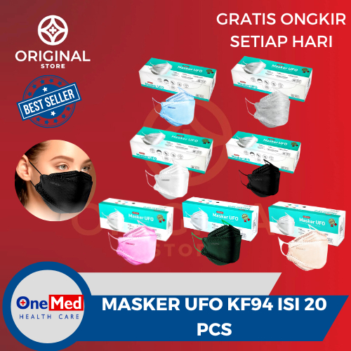 MASKER UFO KF94 KARET EARLOOP 3D 4PLY ISI 20 PCS ONEMED