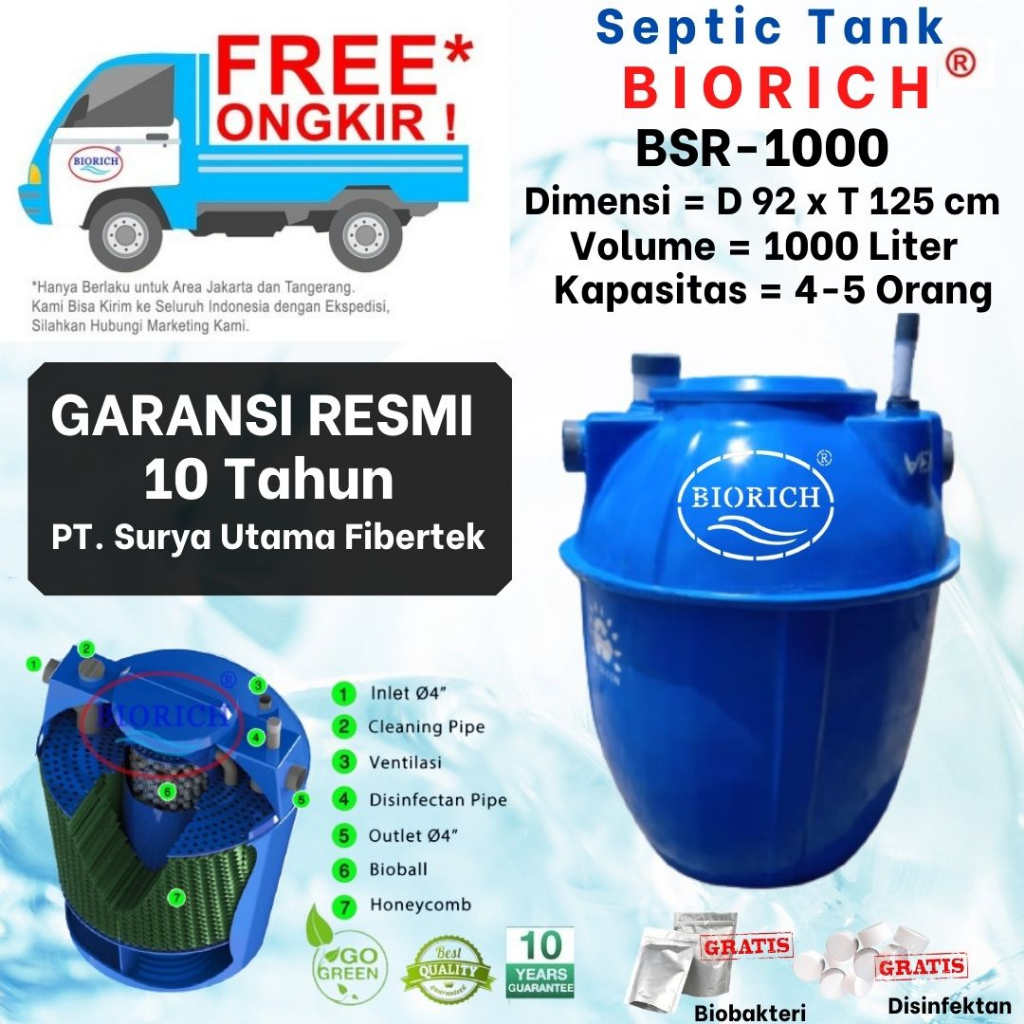 Septic Tank Bio, BioTech, BioFil, Septik Bio Septic Tank 1000 Liter