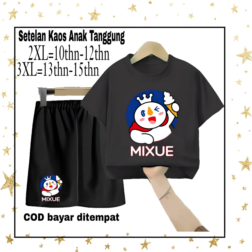 Hzl_outfit Setelan Kaos Mixue Anak Tanggung XXL-3XL