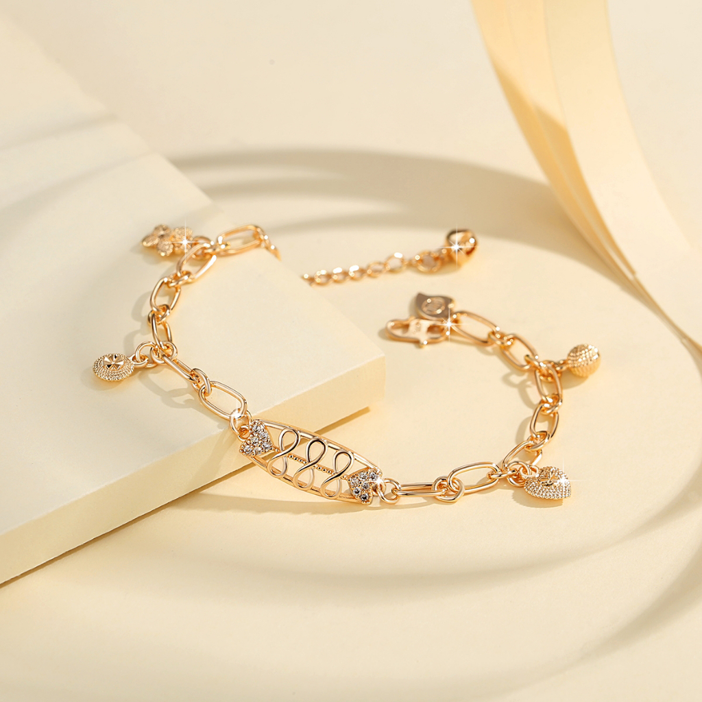 Y097 [COD✔] Gelang Titanium Mewah Gelang Kristal Gelang Rantai Disesuaikan Aksesoris