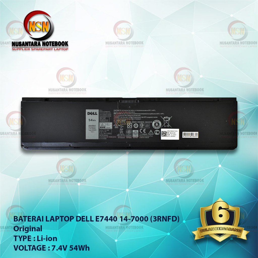 Baterai Dell ORI Latitude E7450 E7440 E7420 3RNFD 7.4V 54Wh