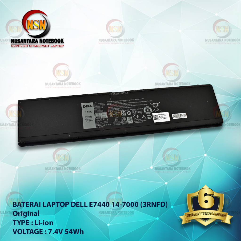 Baterai Dell ORI Latitude E7450 E7440 E7420 3RNFD 7.4V 54Wh