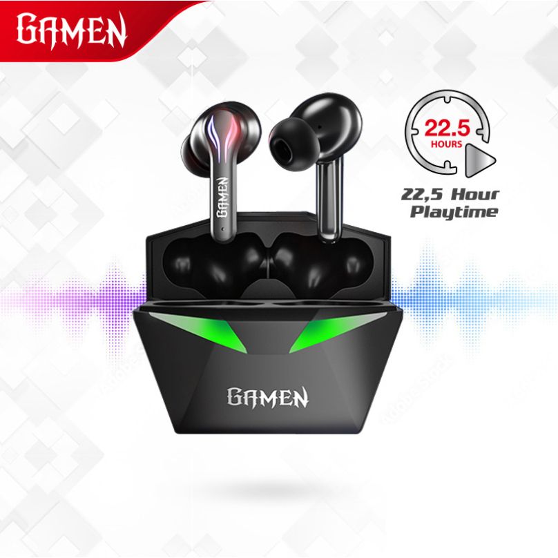 GAMEN Sirens II Headset Earphone TWS Anti Delay Low Latency 60 MS LED HD Sound Original - Garansi Resmi 1 Tahun