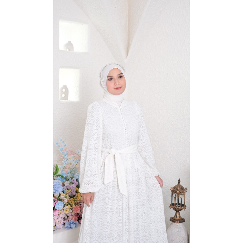 Ounadoutfit Princess dress eid series / dress brokat premium / dress lebaran muslimah / outfit pesta muslim / baju kondangan wanita / baju muslim motif bunga