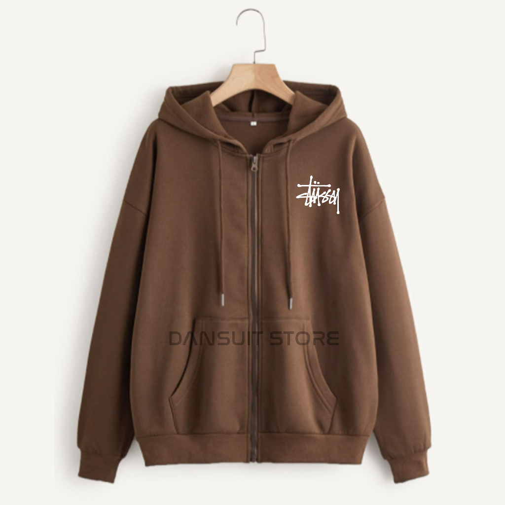 Hoodie Resleting Anak Laki-laki/Perempuan Usia 4-13 Tahun Hoodie Zipper Anak Sablon STUSSY Logo Bahan Tebal Premium