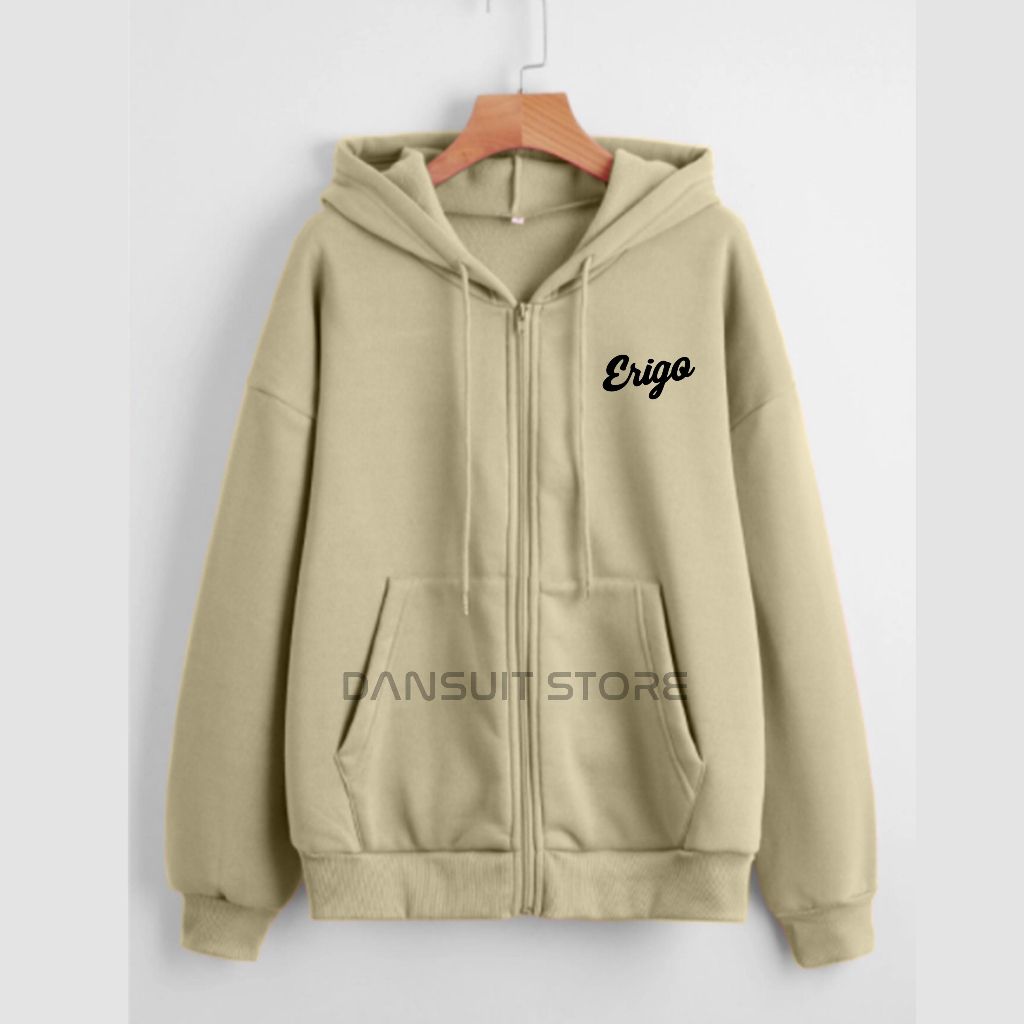 Hoodie Zipper Resleting Anak Laki-laki/Perempuan Usia 4-13 Tahun Motif Sablon ERIGO Bahan Tebal Premium