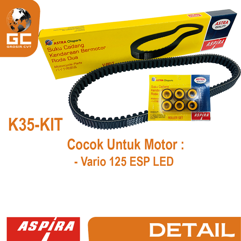 Aspira Vanbelt V Belt Van belt Fanbelt Kit Assy Set Honda Vario 125 ESP LED Injeksi H2-231PA-K35-1200