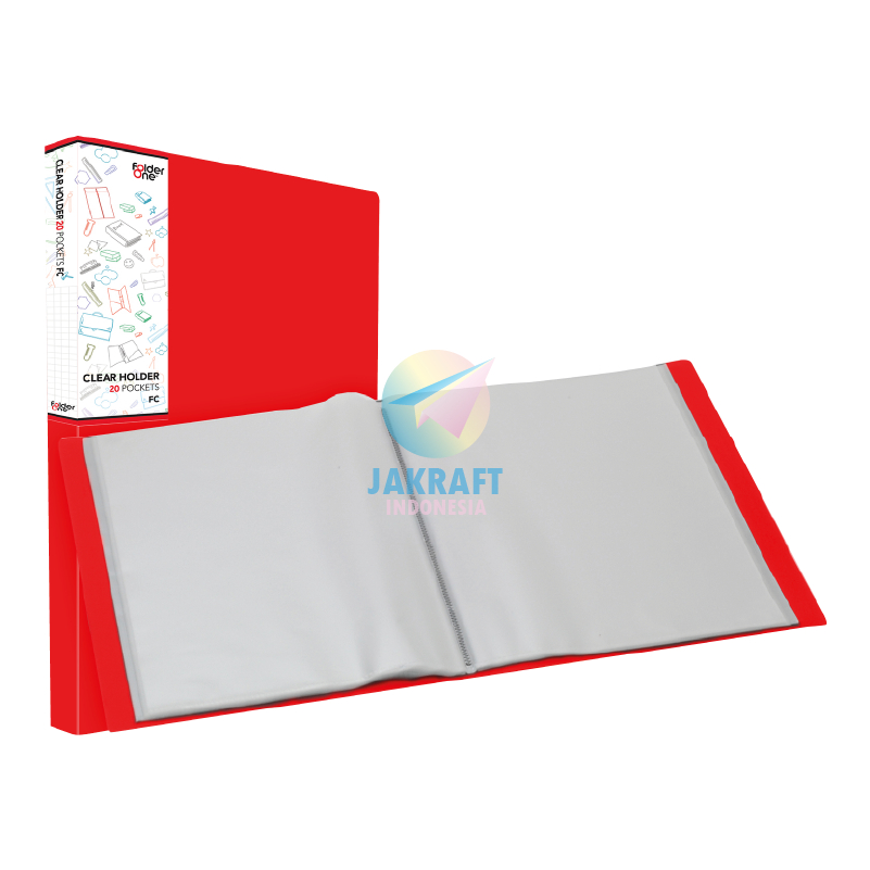 

(1 Pcs) Map Clear Holder Folio F4 FC isi 20 Display Book Merah Red Document Keeper Tebal