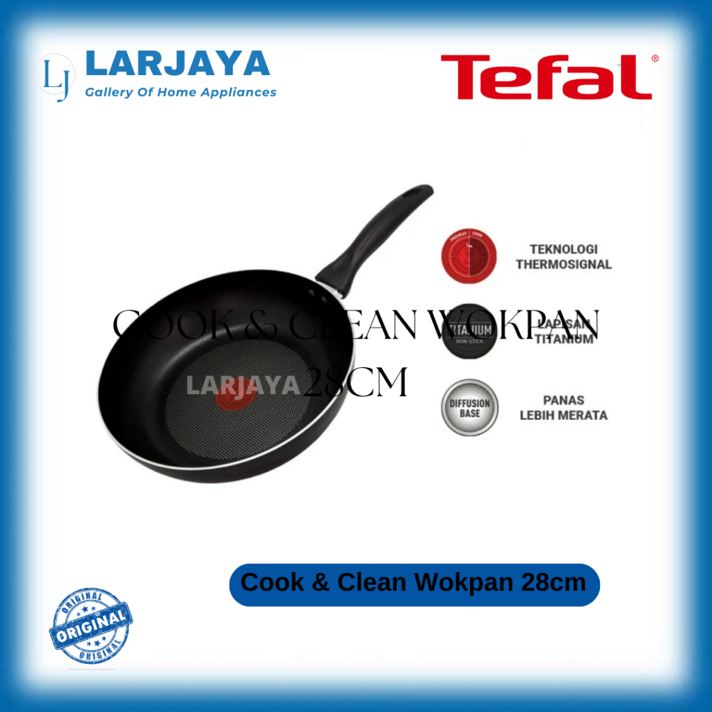 TEFAL WOKPAN COOK & CLEAN 28 CM || WAJAN ANTI LENGKET 28 CM