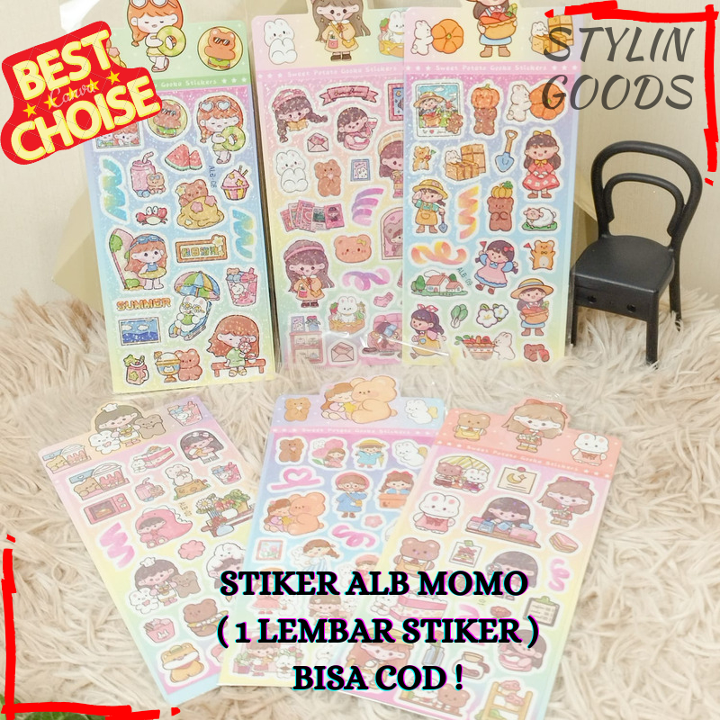 

STIKER ALB MOMO (1 LEMBAR STIKER ) / STIKER TEMPEL TERMURAH MOTIF CEWE KUE SWEET CUTE BISA GROSIRAN COD