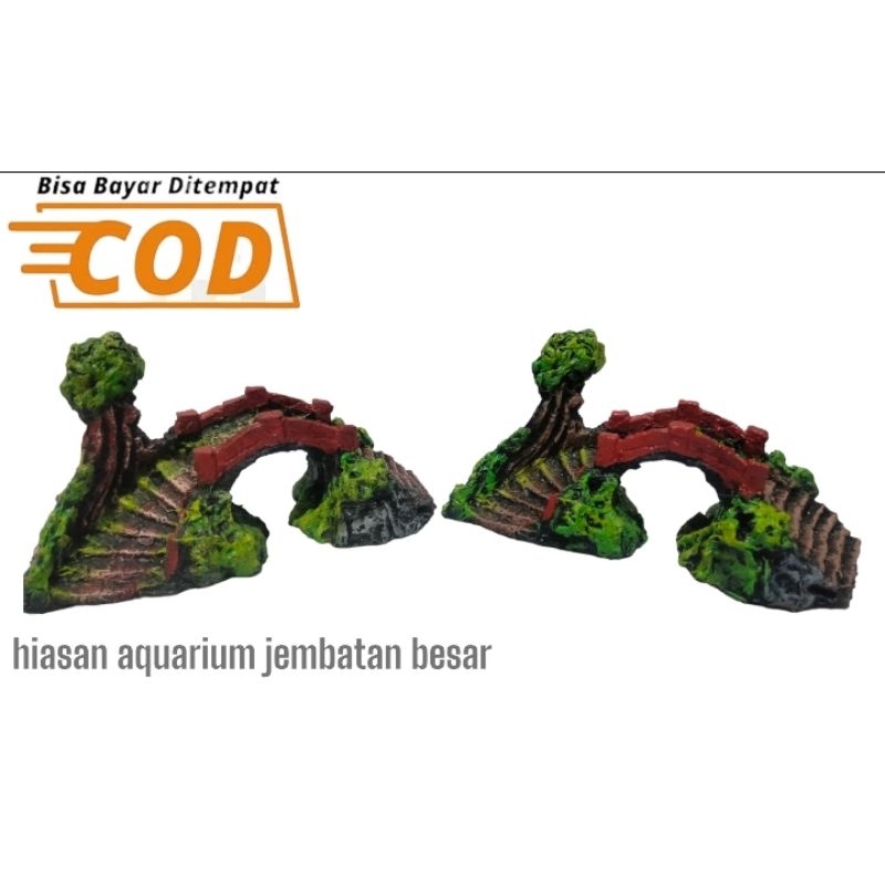 HIASAN AQUARIUM ORNAMEN FIBER JEMBATAN BESAR hiasan fiber jembatan aquarium besar