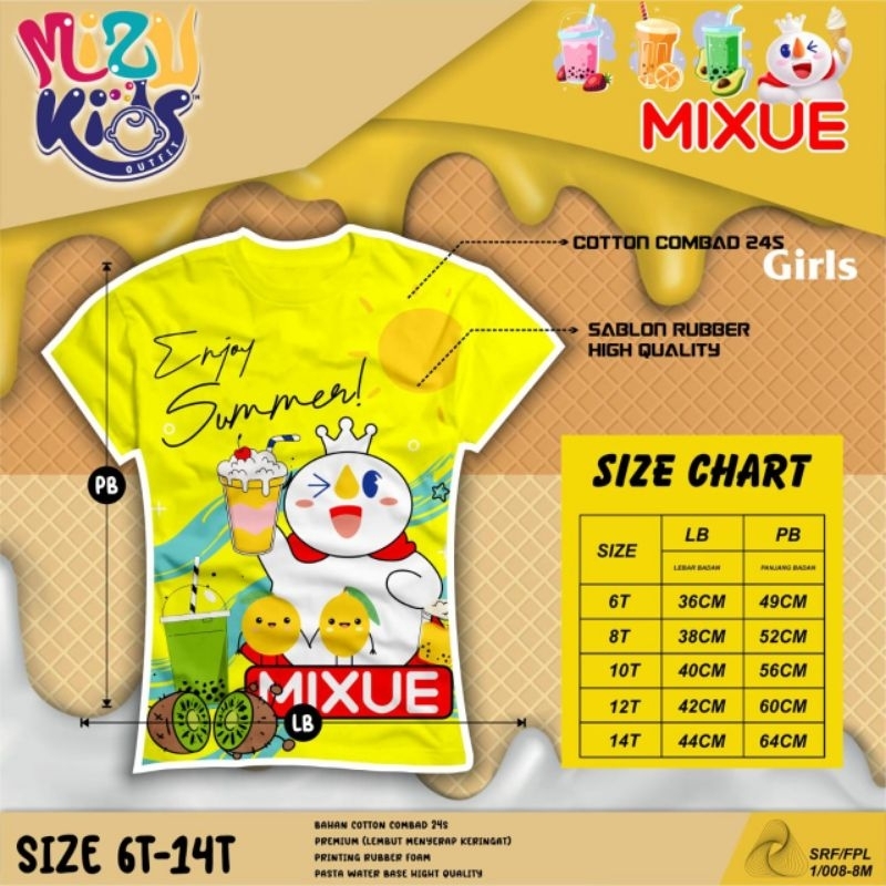 Kaos Anak Perempuan Lengan Pendek 6-14