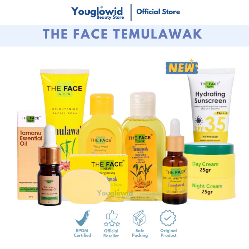 【Official Outlet】THE FACE Skincare Temulawak Brightening Kit Soapbar Facial Wash Toner Day Night Cream Serum Glutathione Tamanu Oil Facial Foam Hydrating Gel