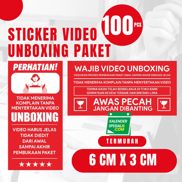 

PROMO 100 PCS STICKER VIDEO UNBOXING PAKET Uk. 6 x 3 CM