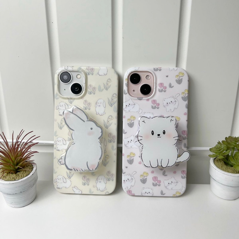 ◤HOT◢ (TERSEDIA SERI 15) Shabby Chic Animal Phone Case with Phone Grip (11 12 13 14 PRO PLUS/MAX PROMAX)