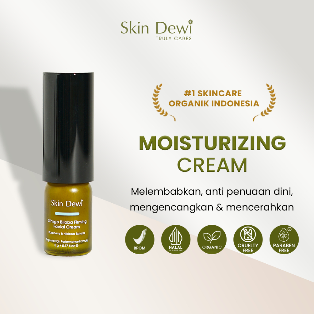 Skin Dewi - Ginkgo Biloba Cream 5 gr. | Moisturizer Anti-Aging | Pelembab Kulit Kering & Kusam