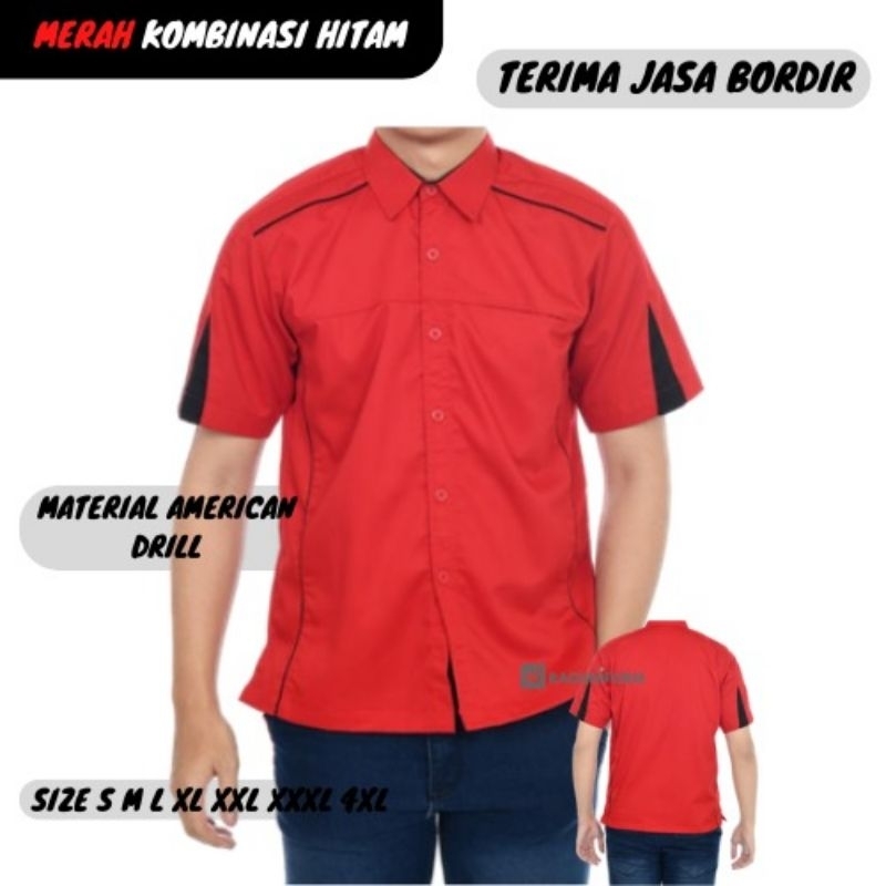 Custom baju kerja murah/baju kerja tangan pendek/baju karyawan kantor, komunitas, comunity,/seragam kerja harian/pakaian kerja toko tambah bordir