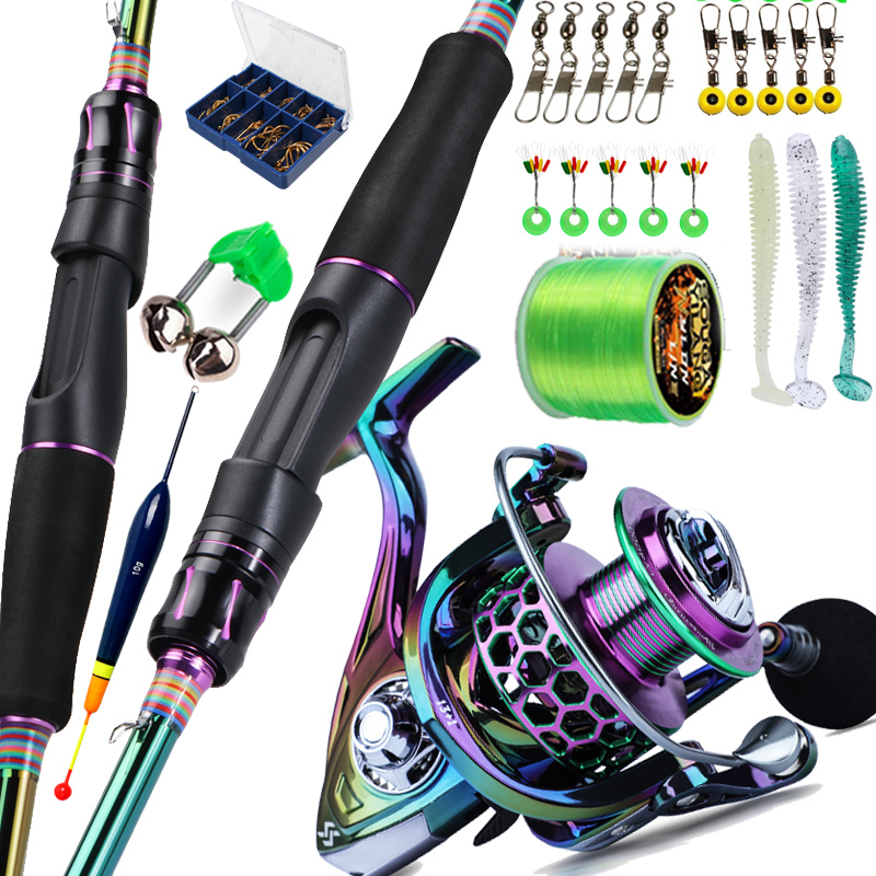 2 Sections Set Pancing Spinnning Fishing Rod Reel Set 1.8m/2.1m Carbon Fiber Fishing Rod  5.2:1/5.0:1 High Speed Fishing Reel pancing with 150m Fishing Line Fishing Kit Outdoor Sport Travel pancingan set lengkap