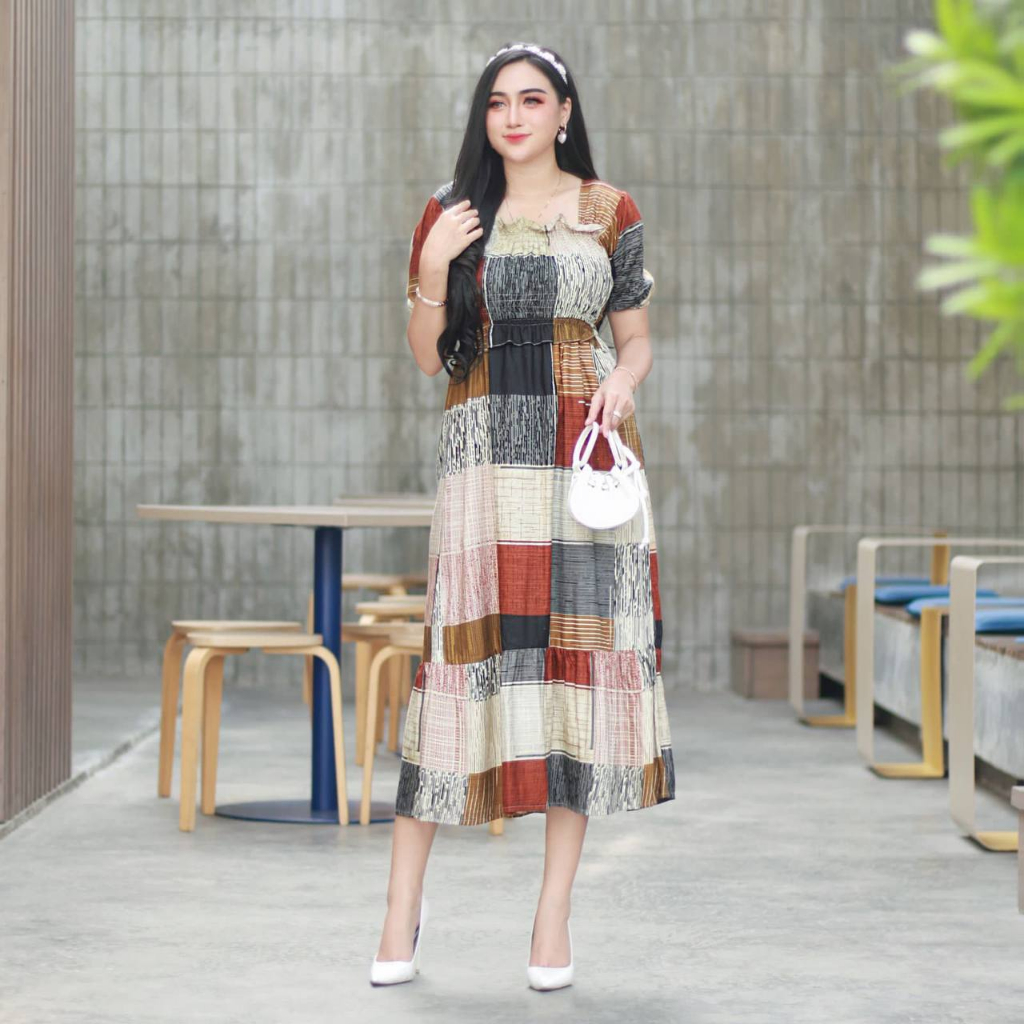 Daster Smok Lengan Pendek Cantik  Elegan Daster Remaja Kekinian Dress Amelia Model Baru