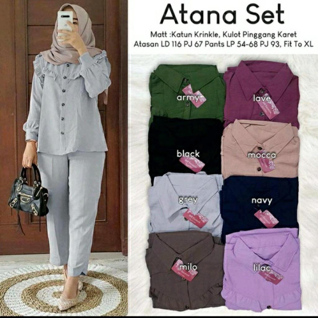 ATANA SET // SETELAN WANITA CRINCLE  ONE SET CRINGKEL AIRFLOW