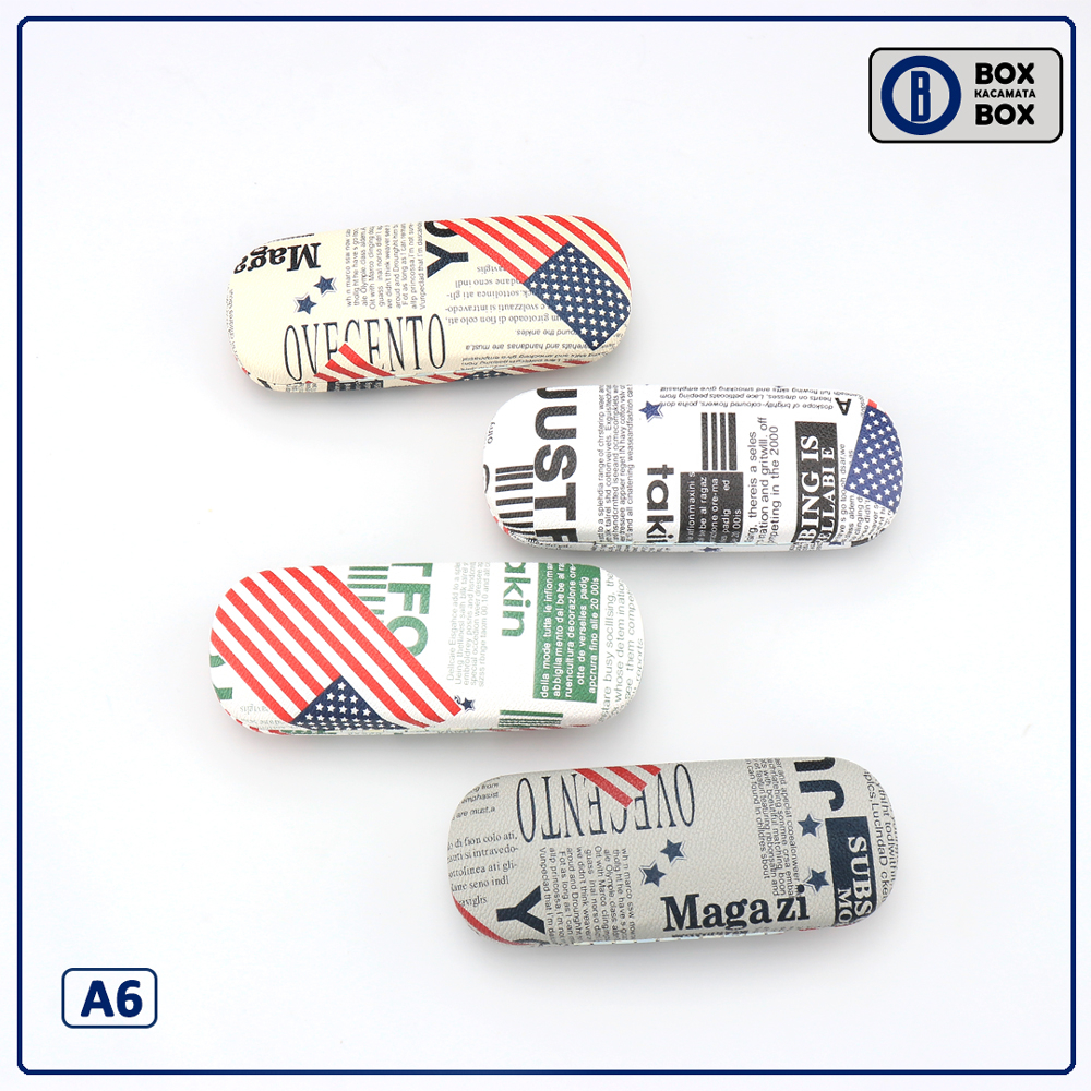 Mushto Box / Tempat Kacamata Cepuk Magnet Hardcase Motif Flag Keren A6