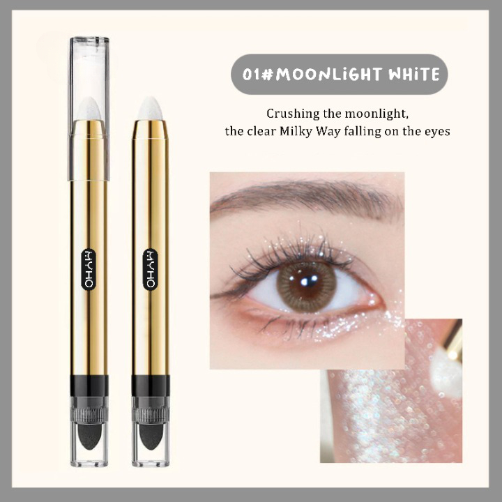 Eyeshadow Pensil 2 In 1 Plus Brush Matte Glitter Perona Mata Berkilau 6 Warna kualtias PREMIUM