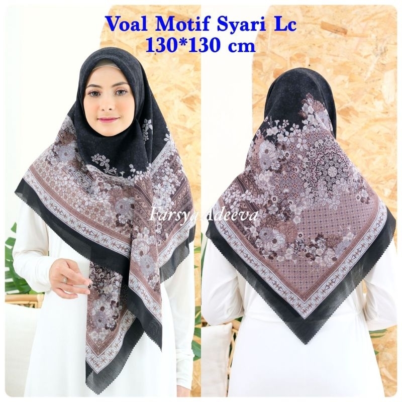 Hijab syar'i segiempat motif denay 130x130 Hijab Voal