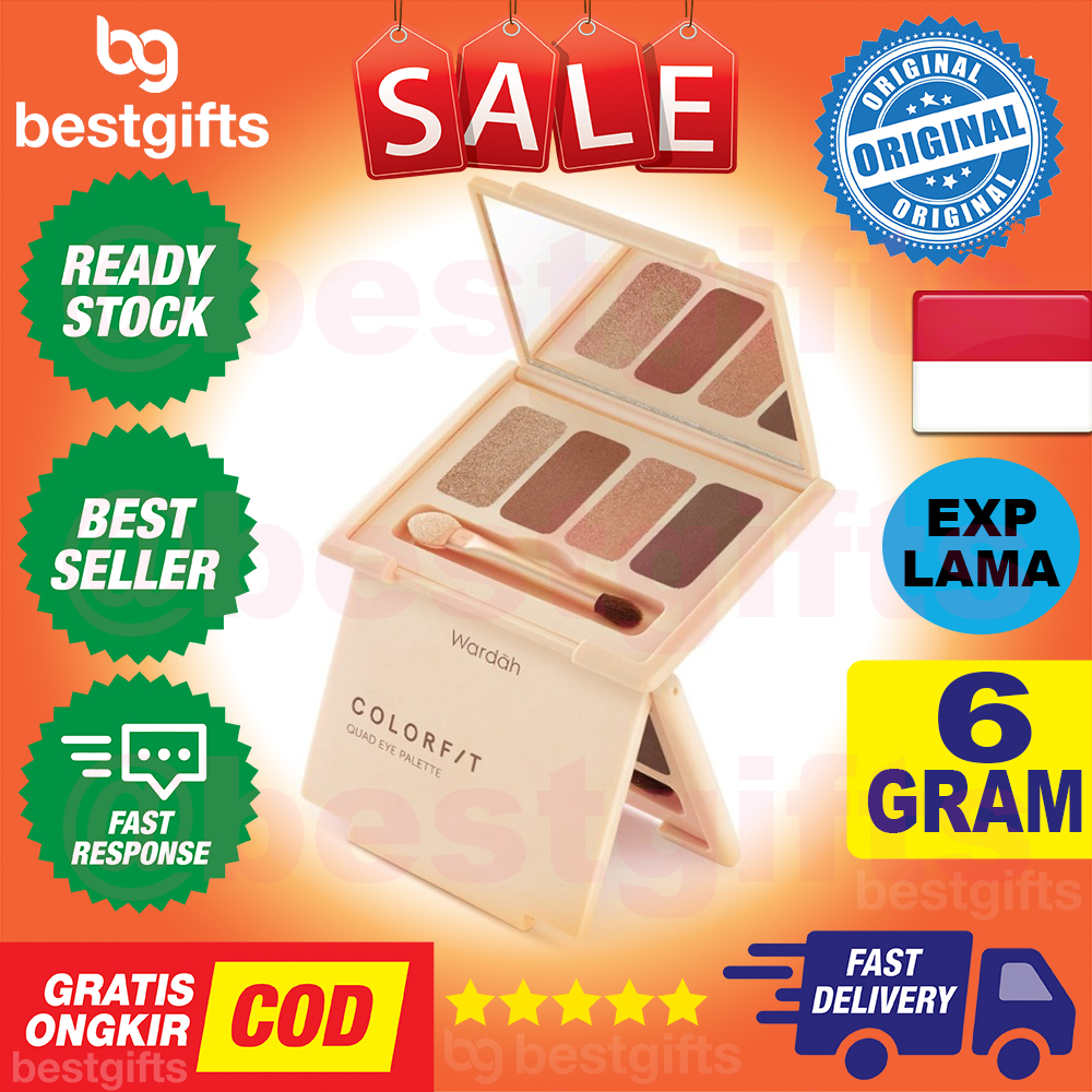 WARDAH COLORFIT QUAD EYE PALETTE PERPADUAN WARNA MATTE DAN SHINE TAHAN LAMA 6 GRAM