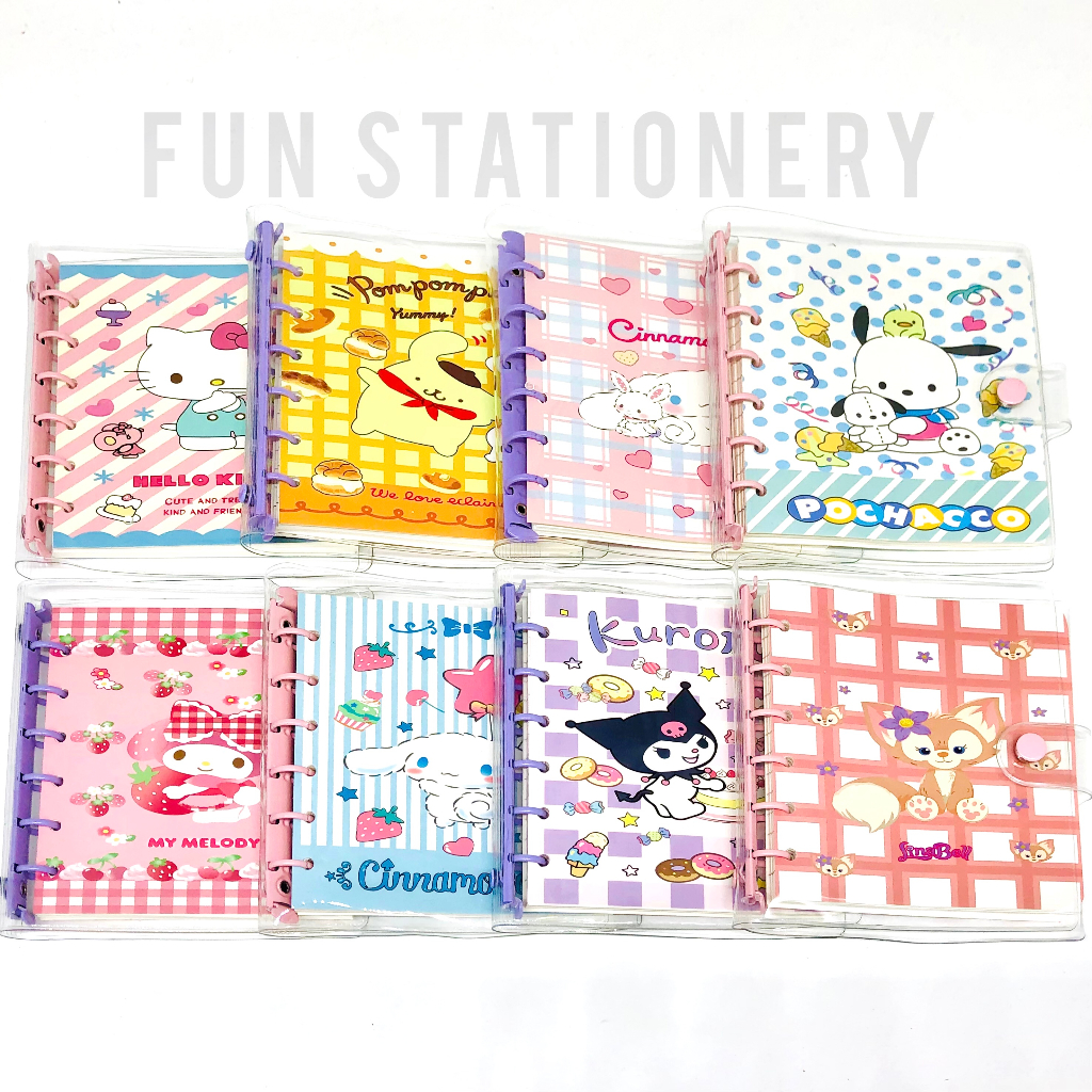 

BINDER RING BESI MINI FANCY SANRIO / BUKU NOTEBOOK JURNAL PVC JELLY