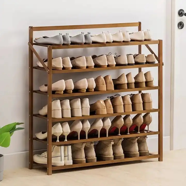 Rak Sepatu Kayu 6 Tingkat Portable Susun Shoes Rack