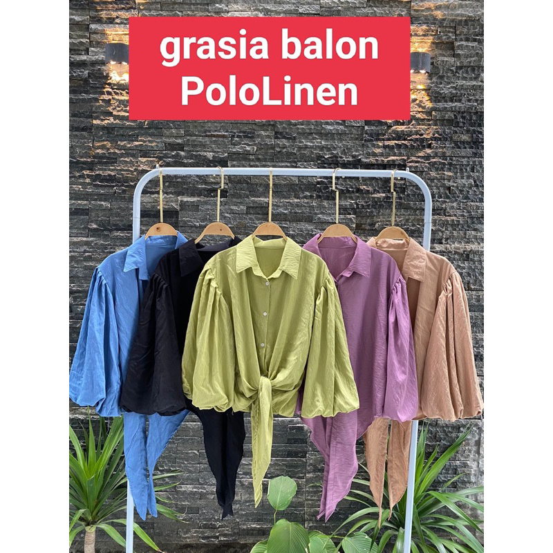 [POLO LINEN] GRASIA BLOUSE BALON POLO LINEN