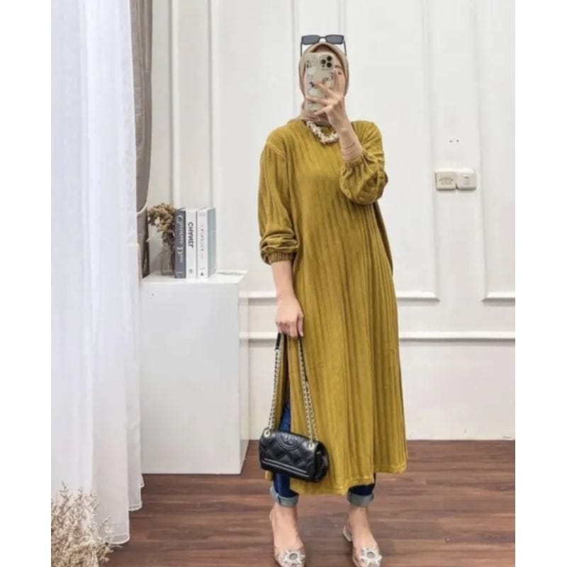 Long Tunik Wanita Terbaru 2023 Knit Premium Jumbo